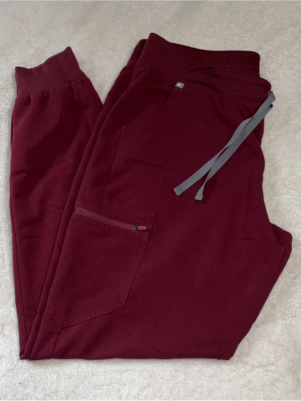 Figs Zamora Jogger Scrub Bottoms Burgundy Grey Women’s Size XL Tall